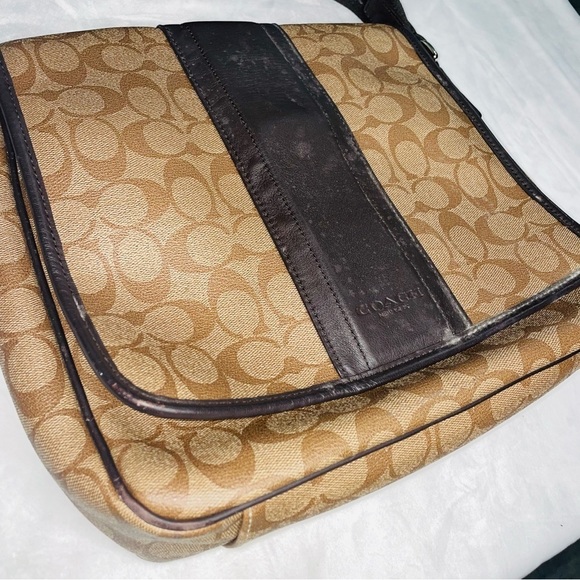 COACH - Business Heritage Stripe Map Pvc Leather F71102  / Khaki Signature Line - Picture 3 of 10